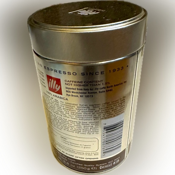 ILLY ITALIAN ESPRESSO GROUND COFFEE CAN TIN AIR TIGHT LID COLLECTIBLE STORAGE 5” - Picture 7 of 16